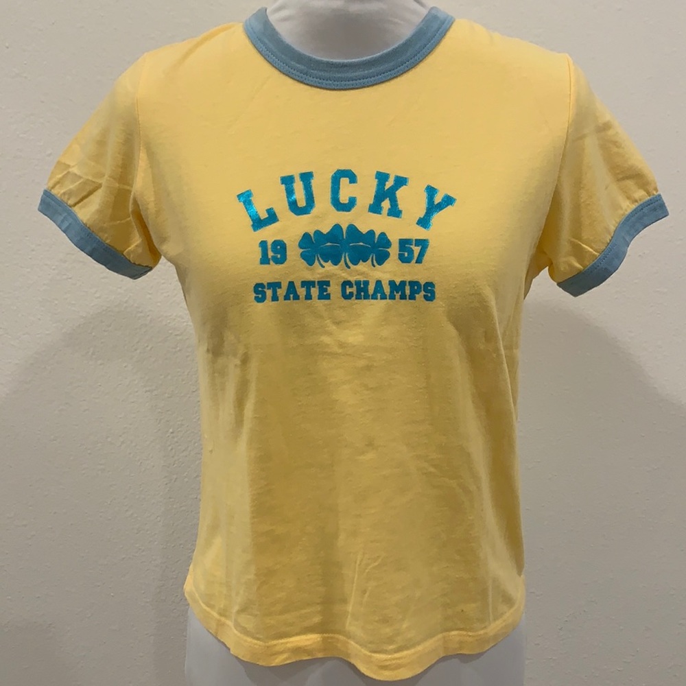 Lucky Brand yellow t shirt never worn NWOT size L